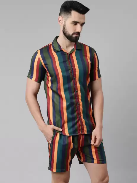Men Striped Night suit - image 4