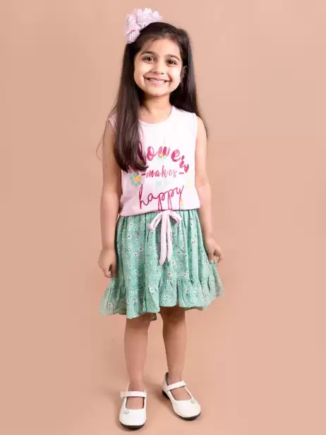 Girls Printed T-shirt with Skirt - image 4