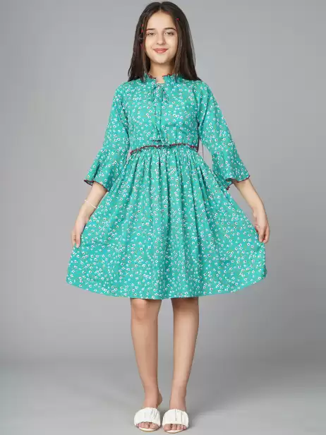 Printed Tie-Up Neck Dress - image 4