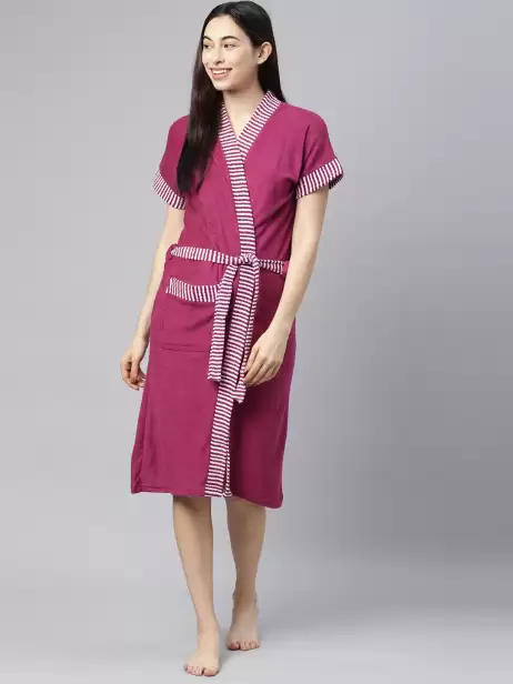 Women Cotton Patti Bath Robe - image 4