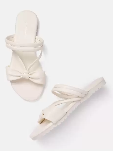 Women Bow Detail Open Toe Flat - image 4