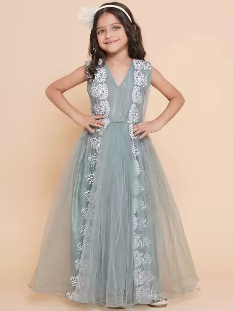 Girls Floral Net Maxi Dress - image 4