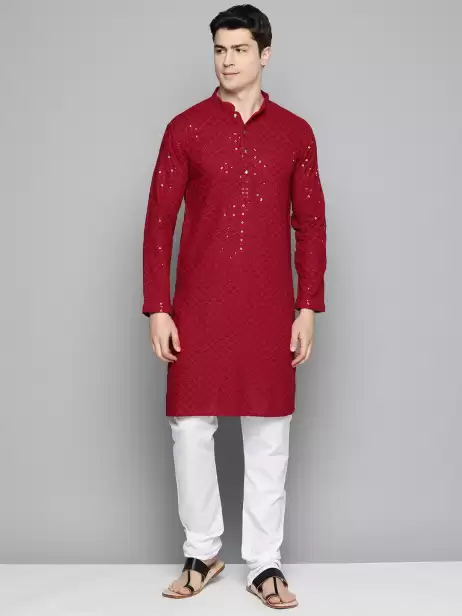 Men Embroidered Kurta with Pyjamas - image 4