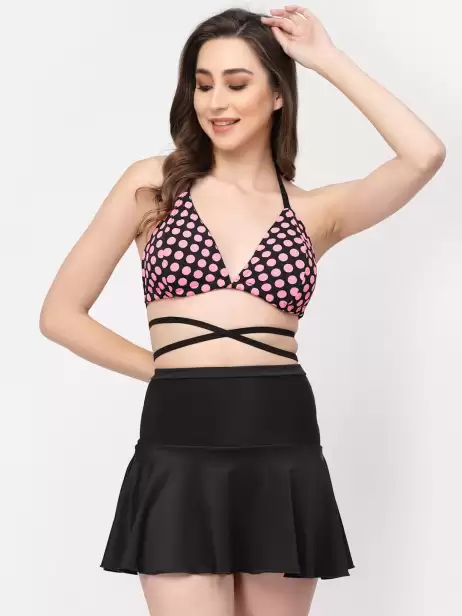 Women Polka Dot-Printed Skirtini Swimwear - image 4