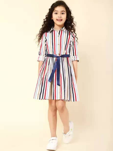 Striped Keyhole Neck Dress - image 4