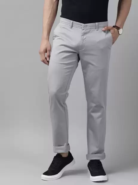Men Tapered Fit Low-Rise Chinos Trousers - image 4