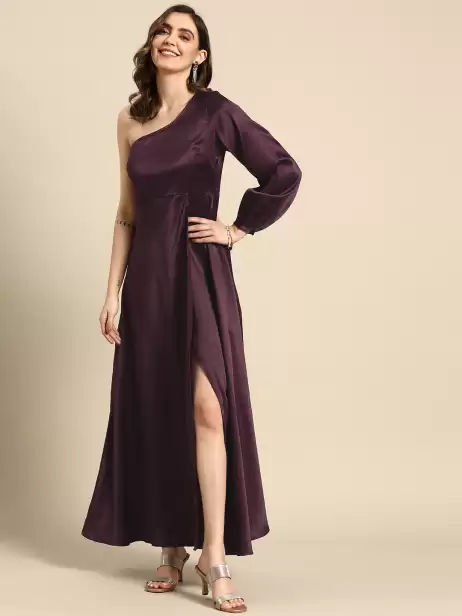 Satin Maxi One Shoulder Dress - image 4
