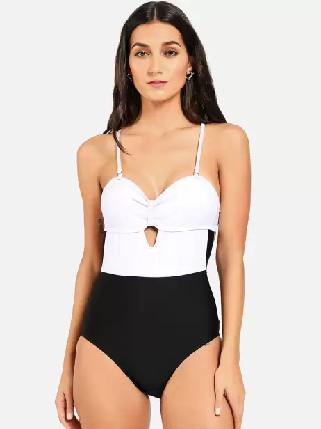 Women Shoulder Straps Tie Up Bodysuit - image 4