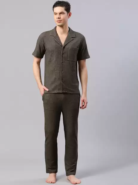 Men Lapel Collar Night Suit - image 4