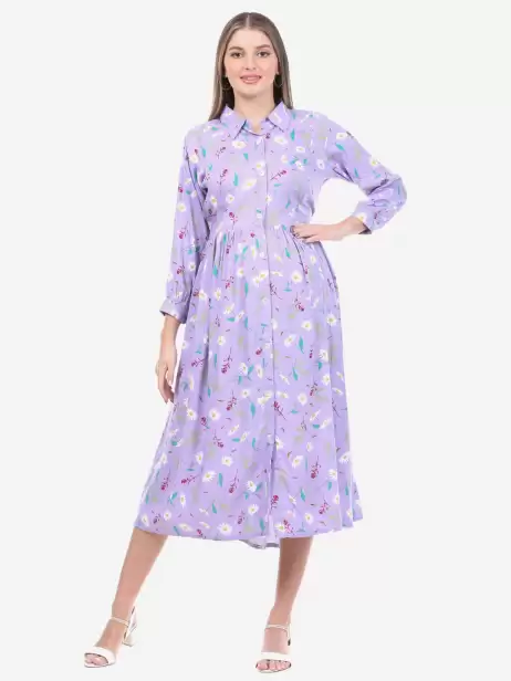 Floral A-Line Midi Dress - image 4