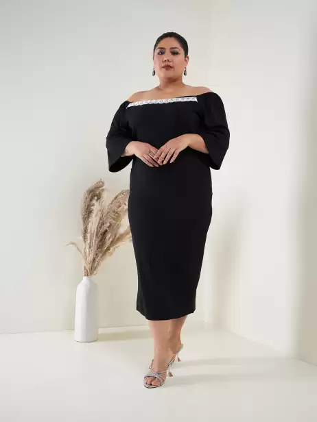 Bodycon Midi Off-Shoulder Dress - image 4