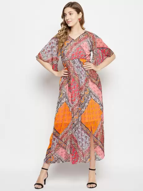 Printed Flared Sleeves Dress - image 4