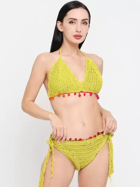 Women Knitted Lace Crochet Swim Bikini Set - image 4
