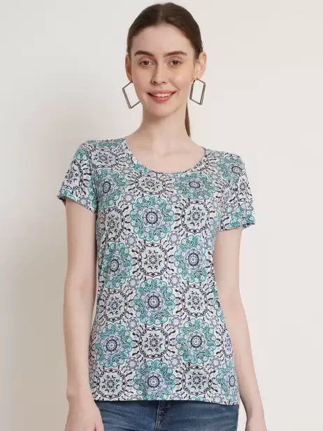 Floral Printed Cotton T-shirt - image 4