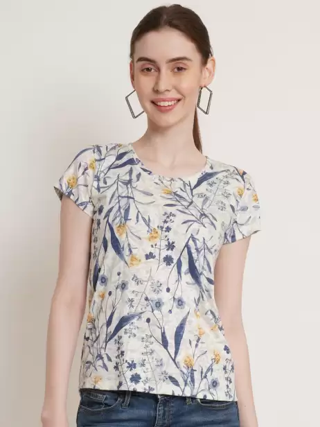 Floral Printed Cotton T-shirt - image 4