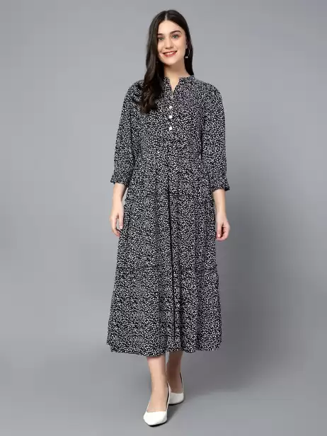 Printed Tiered Midi Dress - image 4