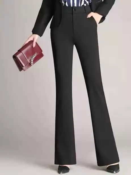 Women Flared High-Rise Trousers - image 4
