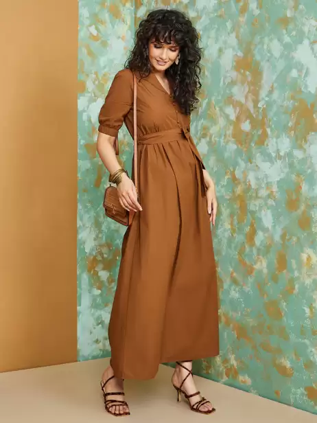 Puff Sleeved Cotton Maxi Dress - image 4