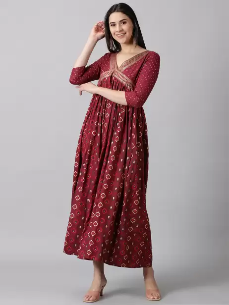 Printed V-Neck Maxi Dress - image 4