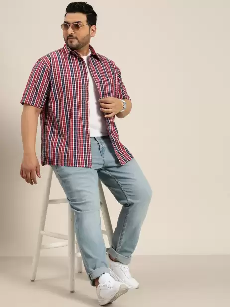 Men Plus Size Checked Shirt - image 4