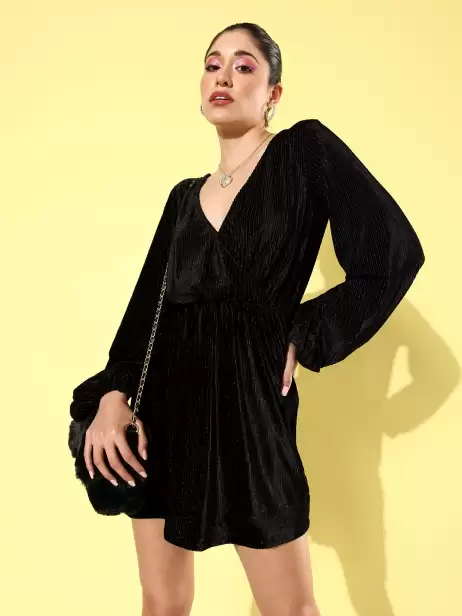 Velvet Wrap Mini Dress - image 4