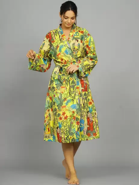 Women Printed Cotton Bath Robe - image 4
