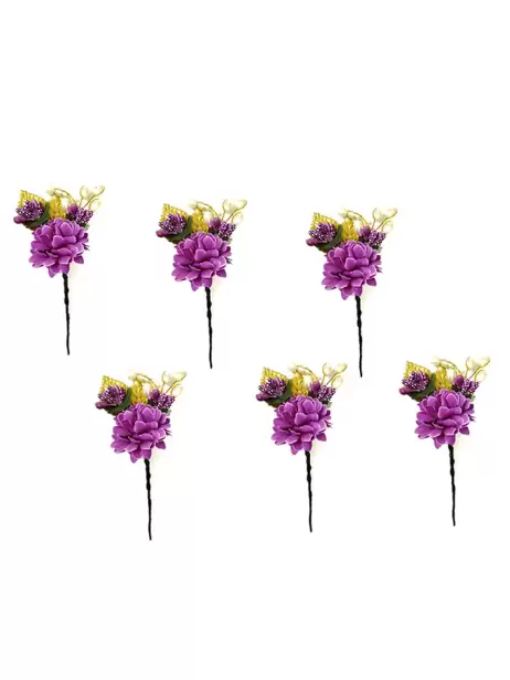 Women 6Pcs Beaded U-Pins - image 4