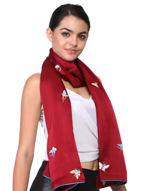 Women Satin Embroidered Stole - image 4