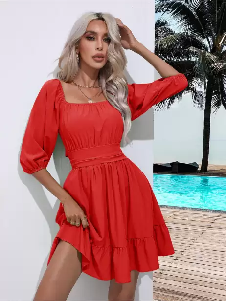 Square Neck Fit & Flare Dress - image 4