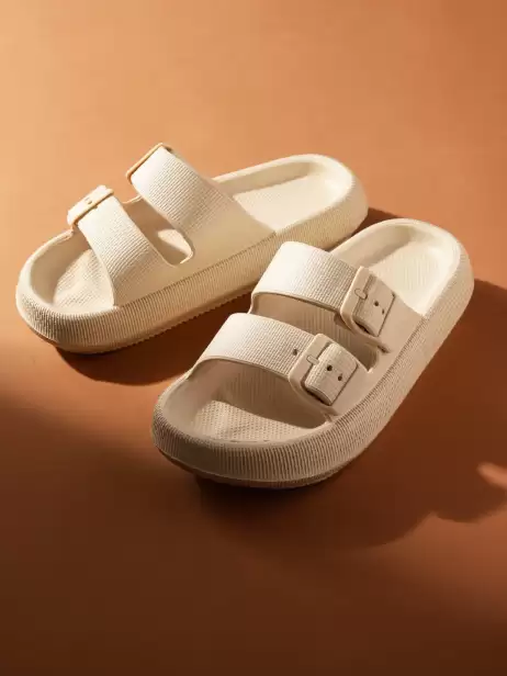 Women Buckles Open Toe Flats - image 4