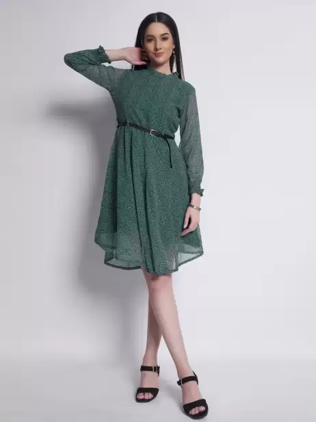 Printed Fit & Flare Dress - image 4