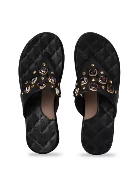 Women Embellished Thong Flip-Flops - image 4