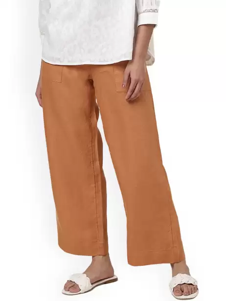Women Linen Parallel Trousers - image 4