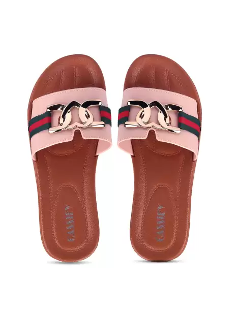 Women Embellished Rubber Sliders - image 4