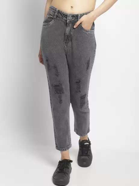 Women Mildly Distressed Jeans - image 4
