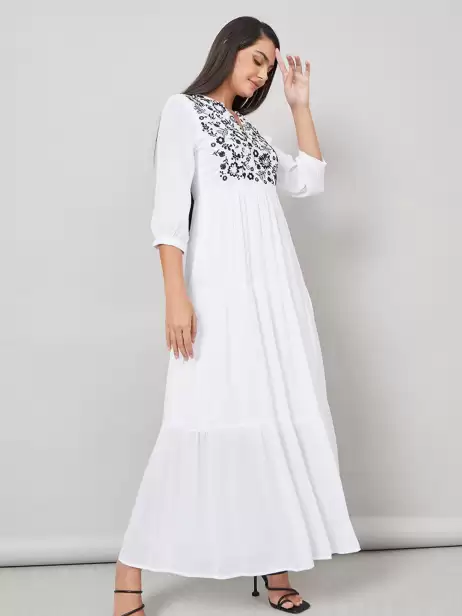 Embroidered Fit & Flare Dress - image 4