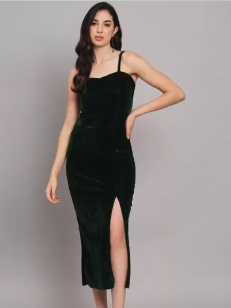 Velvet Sheath Midi Dress - image 4