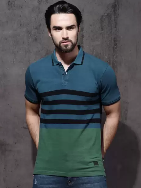 Striped Polo Collar Pure Cotton T-shirt - image 4