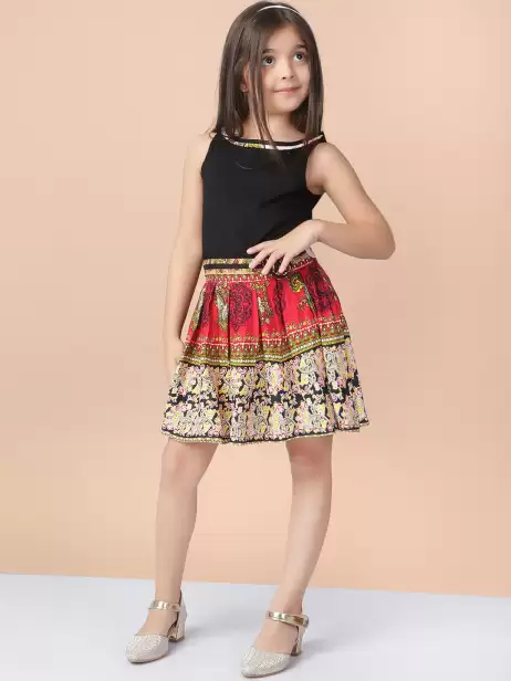 Girls Printed Fit and Flare Dress - image 4