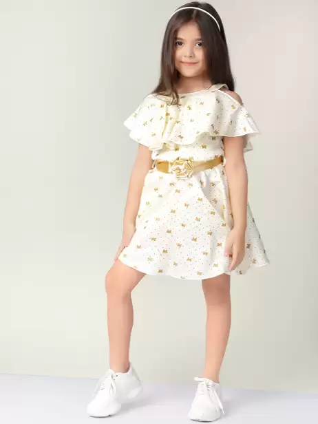 Girls Printed Fit and Flare Dress - image 4
