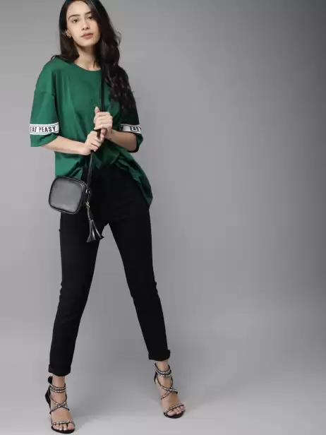 Solid Round Neck Pure Cotton T-shirt - image 4