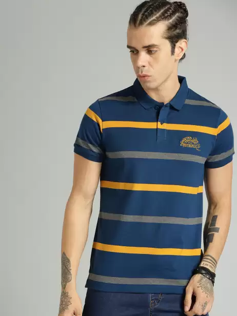 Striped Polo Collar  Pure Cotton T-shirt - image 4