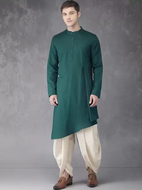 Men Solid Kurta with Dhoti Pants - image 4