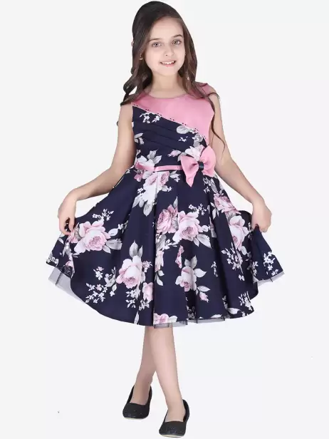 Girls Printed A-Line Dress - image 4