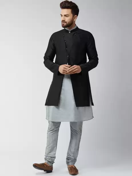 Men Self Design Kurta with Churidar - image 4