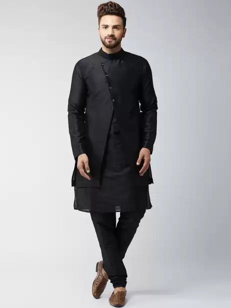 Men Self Design Kurta with Churidar - image 4