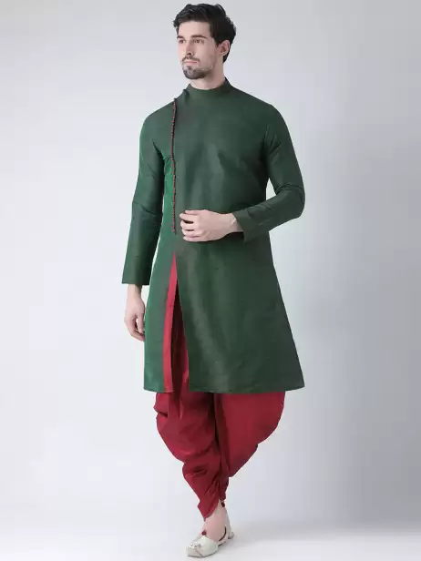 Men Self Design Kurta with Patiala - image 4