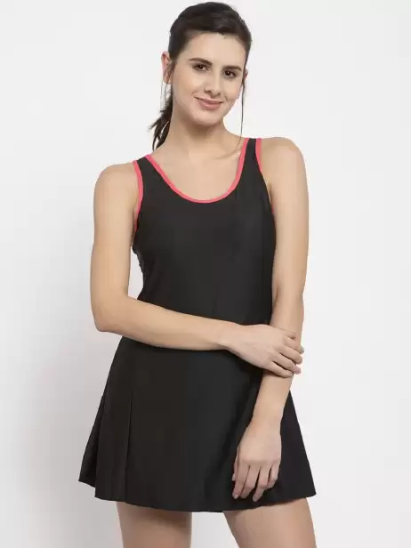 Women Solid Swimwear with Attached shorts - image 4