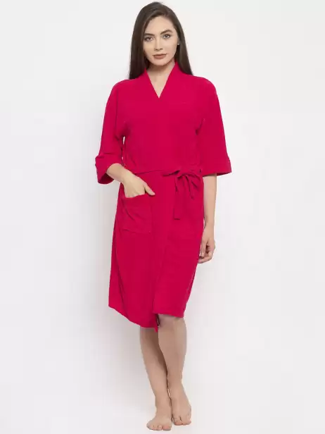 Women Solid Bath Robe - image 4