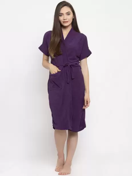 Women Solid Bath Robe - image 4